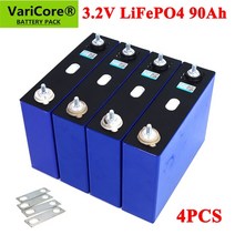 인산철배터리 4pcs varicore 3.2v 310ah 280ah 105ah lifepo4 배터리 3c 리튬 인산철 배터리 4s 12v 24v 골프 카트 요트 태양열 rv, 90ah 스터드 4개