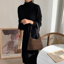 (몬스비) 겨울 캐시미어 반목 폴라 트임 롱 니트 원피스 5color