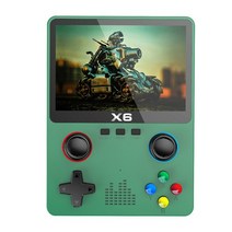 가성비 X6 휴대용 게임 플레이어 3.5 인치 IPS 스크린 콘솔 ATJ22735 32 비트 지지대 핸들 연결 어린이 선, 한개옵션1, 03 Green