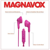 Magnavox MHP4820M-PK 핑크 마이크가 있는 젤리 이어버드 핑.. 정품보장, 단일