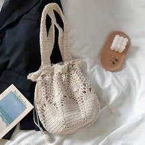 니트 뜨개 복조리 셔링 숄더백