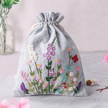 보조 주머니 파우치 가방 초보용 자수 diy 정성 선물, 플라워 [소재팩 + 보조자수스트레치]