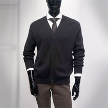 지이크F SH05 블랙 V넥 버튼 심플 기본 가디건 캐시미어 혼방 22FW FU8505