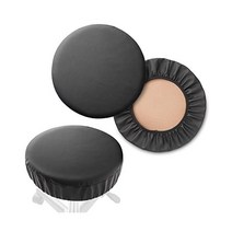 미용실 2팩 원형 의자 시트 커버 스위블 의자 또는 바툴용 17-1/2인치 방수 슬립 커버 - 크림, Black, 13-1/2 Inch