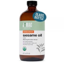 J Botanicals 참깨 오일 473.2ml16온스 유리병 피부용 참기름 마사지용 아유르베다 바디 피부 풀링 제품 정제되지 않은