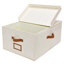 StorageWorks 65L Storage Bin Decorative Closet Storage Box with Double-Open Lid Divider Board and, 1, Ivory White