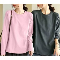 40대 50대 여성 라운드넥 긴팔 순색 티셔츠 빅사이즈 M~4XL