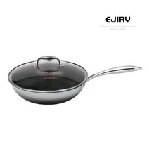 에지리) 일본 EJIRY 스텐큐브 양면 단면 웍 궁중팬 볶음팬(인덕션 사용가능), 단면 28cm[뚜껑포함]