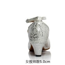 댄스화 블랙 여성 가죽 높은 실버 새틴 라틴 댄스 신발 성인 사회 댄스 스퀘어 댄스 댄스 하이힐 샌들 뱀 선물 s, 실버 힐 5cm, 8.5