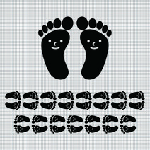 윈스턴 발바닥스티커 발자국 발모양 시트지, 08.작은발바닥(스마일)(ST111), 검정색, 중-15쌍1세트