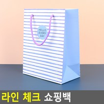라인 체크 쇼핑백 가방 선물 포장 포장지 용기 봉투 도매 소 - 사선 보라 크리스마스 의류, 중 - 화이트 라인