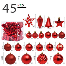크리스마스 트리 장식 믹스볼 45p 한세트 오각별 가게 페스티벌 파티 웨딩 홈 데코 인테리어 소품 8종세트택1 최신상, 레드