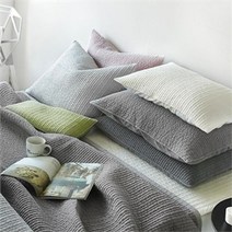 쁘리엘르 마일드 피그먼트 아사 누비 베개커버 50x70, 차콜/라이트그레이