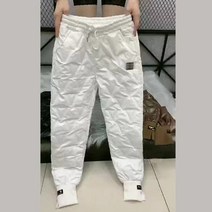 우모복 백패킹 우모 보온 패딩 다운 바지 size 4xl women down cotton harem pants 가을 겨울 두꺼운 탄성 높은 허리 긴 여성 포켓 캐주얼