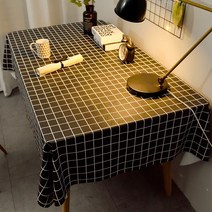 시장 계획 PVC 방수 오일 방지 심플 식탁보 워셔리스, 호란대격, 140*220cm