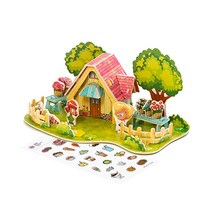 입체 퍼즐 세트 3D 종이 모형 DIY 미니어처 조립 어린이 행사 단체 만들기 키트 배 비행기 건축물 재료, 정원( 사은품 증정), 1개
