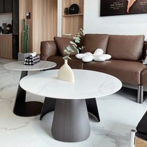 거실 좌식 테이블 대형 동그란 원형 탁자, 세트 70+50cm