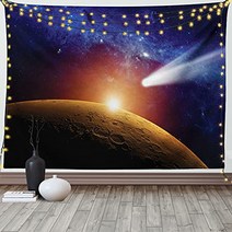 Ambesonne Outer Space Tapestry Comet Tail Approaching Planet Mars Cosmos Dark Solar System Scenery, 1