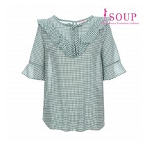 숲 SOUP 깅엄체크 프릴 블라우스(SV5SS30)