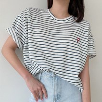 [캣츠원피스] 스트라이프티셔츠 면 반팔티 마린룩 1+1