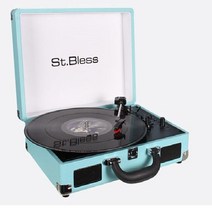 깜도리1개빈티지턴테이블 인테리어소품 음향St.Bless 수트케이스 턴테이블 BLUE, 상세페이지 참조