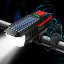 [아띠꼴로] 태양광 자전거 라이트 후레쉬 전조등 LED 킥보드 헤드라이트 + 자전거 전자벨, 블랙, 1개