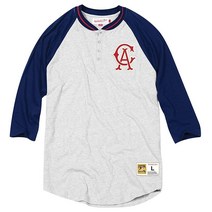Mitchell & Ness California Angels MLB 남성 4 Bagger 7부 소매 헨리 셔츠 5568572565