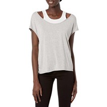 Anne Klein Jeans 여성용 글렌다 이지 브리지 반소매 투퍼 탑 글렌다 이지 브리지 반소매 투 퍼 탑 헤더 그레이.