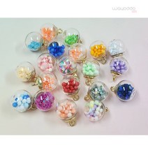 와요또 컬러 투명 유리볼 펜던트 키링 악세사리 부자재 (10P), 2) 별 스팽글(랜덤10개)