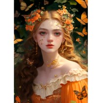 캔버스형 보석십자수 나비요정 온갖 꽃들이 만발한 천사 여신 미녀 행운 가져다주는 인물그림 집들이 새집선물 라운드 구슬 집콕취미 비즈 수제공예 액자없음 DIY패키지 20종, 선택05-플라워나비요정, 80*100CM