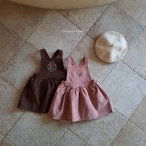 로라멜빵원피스 겨울아기옷 100일아기 슈크림