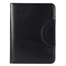 [다모아문구]A4 PU 가죽 지퍼 파일 폴더 가방 문서 홀더 계산기 포함 휴대용 비즈니스 스쿨 서류 관리, 01 Black