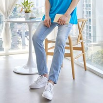 플레이즈 남성용 4컬러 히든밴딩 스판 슬림핏 일자 청바지