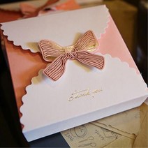 백일떡 포장 정사각 리본 예쁜 선물상자 10개 돌잔치 이벤트 답례품 기프트박스 기념품, 핑크