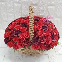 영하우스 비누장미 100송이 꽃바구니 생일꽃바구니 축하꽃바구니 배달 고급형 기념일 프로포즈꽃배달 로즈데이장미 환갑 칠순 팔순 비누꽃 선물, 레드+대박나세요