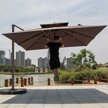 카페 어닝 대형 파라솔 발코니 야외 이동식 접이식, 가로 2.5m + 베이스 160kg
