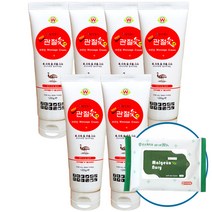 웰빙헬스 관절애 바르는 마사지크림 튜브 핫크림 일반크림 에뮤오일함유 운동전후 근육 보습 영양, 120g, 6개+맑은누리손소독티슈
