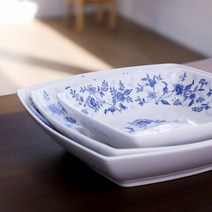 클래식블루 사각찬기 소 반찬접시 고급식기 한식기 도자기식기, 선택1:본상품선택