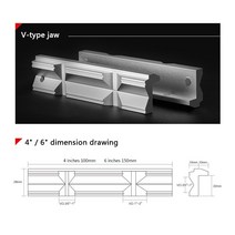 CNC 밀링 스틸 바이스 하드 턱 고정 장치 V형 알루미늄 합금 마그네틱 흡입 파이프 워크피스 클램프 4 인치 또는 6 1 세트, 01 4 Inch
