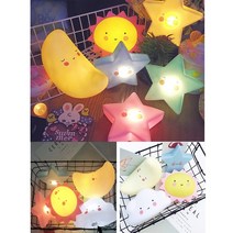 프리스 해 별 달 구름 공룡 유니콘 LED 무드등 수면등 수유등 귀여운모양, 구름-민트