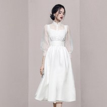 피로연 상견례 럭셔리 돌잔치 파티 공연 미디 원피스 하객 결혼식 순백 쉬폰 웨딩촬영 이브닝 드레스