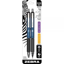 Zebra Pen G-350 및 M-350 접이식 젤 펜/샤프 세트 프리미엄 블루 메탈 배럴 미디엄 포인트 0.7mm 2팩 블랙 (11122) - (72팩 케이스 총 1