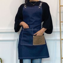 데일리앤코 가죽이중포켓 데님앞치마 방수 공방 어린이집 바리스타 주방 _ 22092786EA, 쿠팡 자비샵 U형끈 블루, 쿠팡 자비샵 본상품선택
