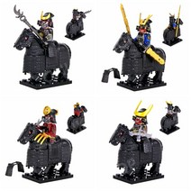 레고호환블럭 전국시대 사무라이 장군 기갑 갑옷 무사 전사 미피 피규어 블록, 중갑 말 + 미니피겨 D