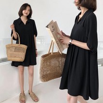 브라이덜샤워 원피스 빅사이즈 200jin슬림핏 헵번 스타일 긴 A 자형 셔츠 스커트 여성용 큰 사이즈 블랙 드레스 200jin 여름