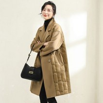 누빔 코트 퀼팅 겨울 여성 오버핏 퀼트 모직 재킷 빅사이즈 루즈핏 안감 체크 하프
