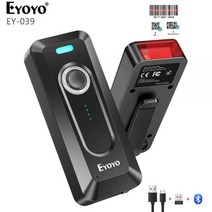 바코드무선리더기 QR 블루투스 스캐너 Eyoyo EY039 무선 블루투스 바코드 스캐너 클립 포함 2000mAh 배터리 잔량 표시기 휴대용 미니 QR 바코드 리더 2D, 2D Scanner