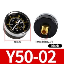 고정밀 압력계 압력게이지 다이얼게이지 아날로그 디지털 배터리 테스터 공기 압축기 유압 진공 펌프 음압, y50-02 블랙