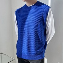 [KT알파쇼핑]남자 비비드 사선 니트조끼DM-VEA-QYAN1055-코발트블루