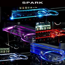 ArtX 더뉴/더넥스트 스파크 USB 5V LED 2단 차량용 무중력테이블 컵홀더 식탁 자동차 선반 핸드폰 거치대 수납용품, TYPE A, LED-아이스블루, 미니-컵홀더타잎
